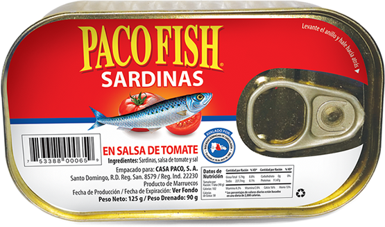 Sardinas PACO FISH en Salsa de Tomate A/F, 125 g