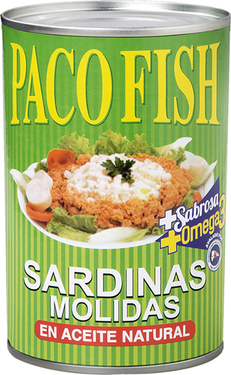 Sardinas PACO FISH Molidas en  su aceite natural 15 oz