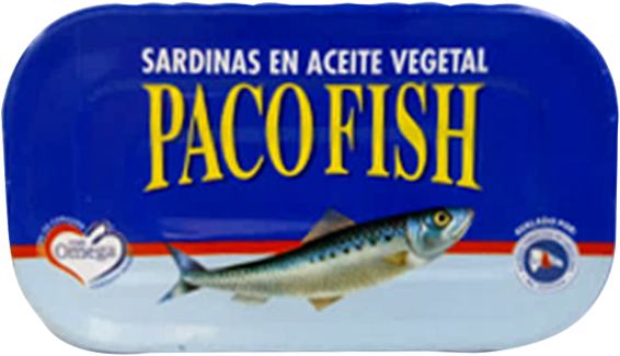 Sardinas PACO FISH en Aceite Vegetal A/F, 110 g